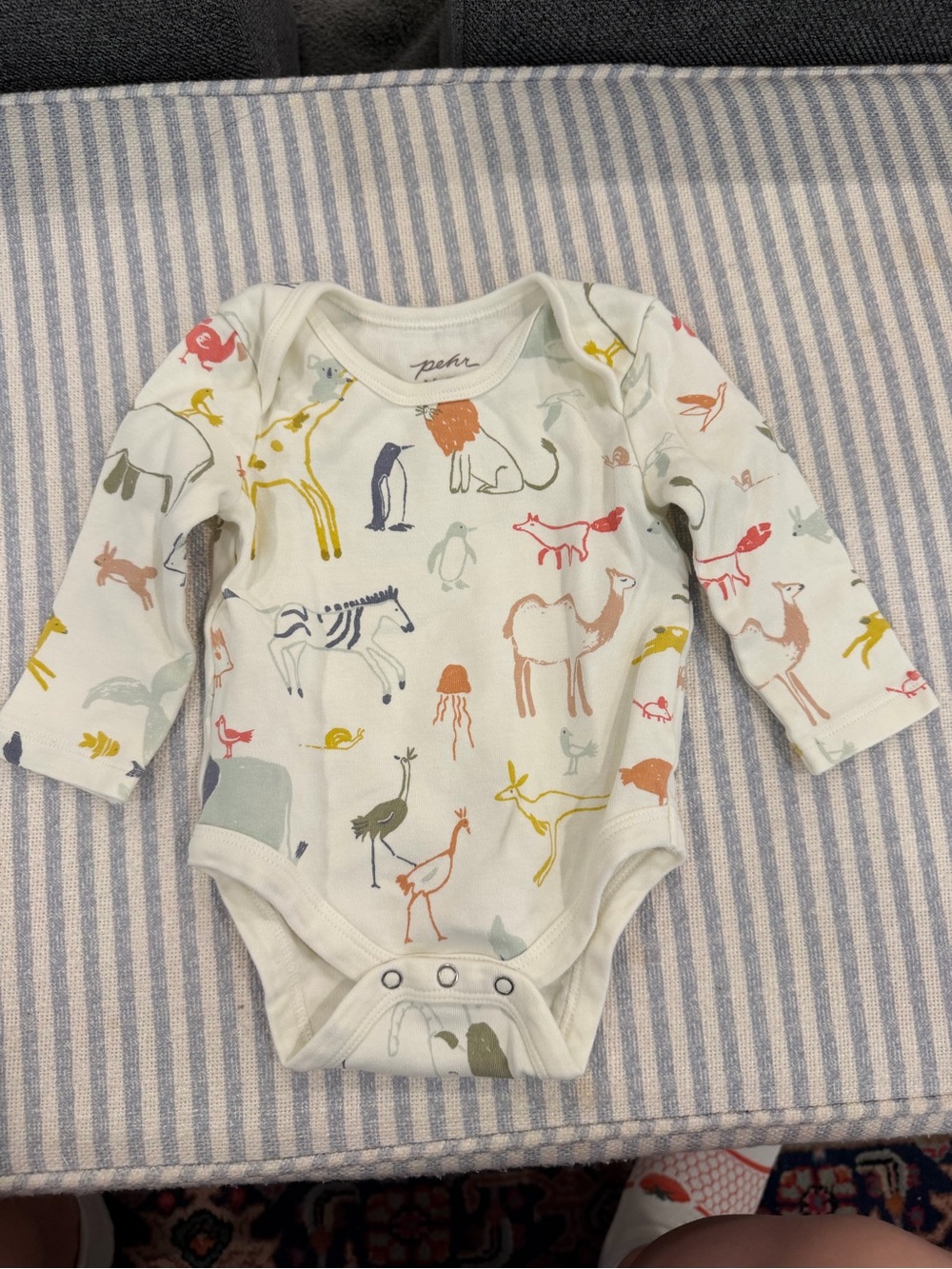 Pehr, Long-Sleeve Animal Print One-Piece in Cream